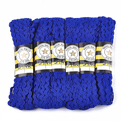 Синий Ленты из полипропиленового волокна, форма волны, синие, 7~8 мм, 15 двор / пачка, 6 расслоения / мешок