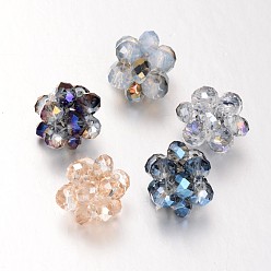 Mixed Color Electroplated Glass Woven Beads, Cluster Beads, Mixed Color, 15mm