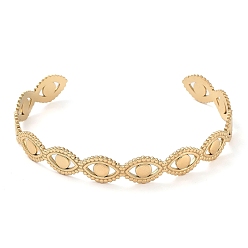 Золотой 304 браслет-манжета с полым конским глазом из нержавеющей стали для женщин, золотые, внутренний диаметр: 2-5/8 дюйм (6.7 см)