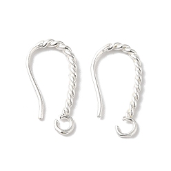 Посеребрённый Долговечная латунная проволока для ушей с покрытием, 925 серебро покрытием, 18x1.4 мм, отверстие : 1.9 мм, штифты : 0.8 мм