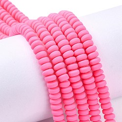 Темно-Розовый Полимерной глины ручной работы бисер нитей, для поделок ювелирных изделий, плоско-круглые, темно-розовыми, 6~7x3 мм, отверстие : 1.5 мм, около 113~116 шт / нитка, 15.55 дюйм ~ 16.14 дюйм (39.5~41 см)
