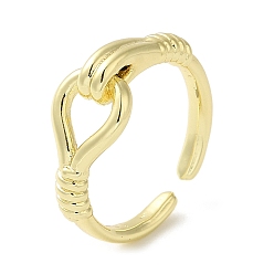 Golden Brass Open Cuff Ring for Women, Hollow Knot, Golden, Inner Diameter: 18mm
