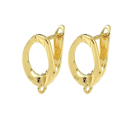Настоящее золото 18K Овальные серьги-кольца из латуни, без кадмия и без свинца, долговечный, стойки покрытие, реальный 18 k позолоченный, 18.5x12 мм, отверстие : 1.4 мм, штифты : 1 мм