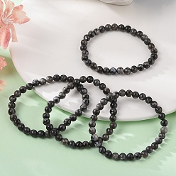 Larvikite Эластичные браслеты из натуральных бусин ларвикита, круглые, внутренний диаметр: 2 дюйм ~ 2-3/8 дюйм (5~6 см), бусина : 5.8~6.8 mm