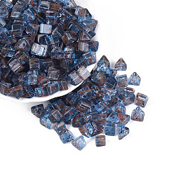 Королевский синий Прозрачные стеклянные бусины пикассо, треугольные, королевский синий, 7.5x7.5~8.5x6~6.5 мм, отверстие : 1.4~1.6 мм, Около 775 шт / фунт