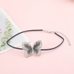 Серый Ожерелья-чокеры из полиэстера и сплава в стиле ретро, для женщин, серые, 11.81 дюйм (30 см), Удлинитель цепи: 70 мм длинные