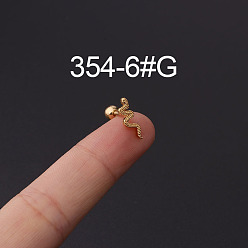Змея 316l серьги из нержавеющей стали для хряща, золотые, змея, 6 мм, штифты : 1.2 мм
