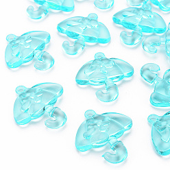 Light Blue Transparent Acrylic Pendants, Umbrella with Bowknot, Light Blue, 42.5x38x7.5mm, Hole: 3x3.5mm, about 109pcs/500g
