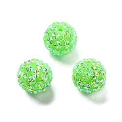 Лайм Акриловые стразы шарики бусины, сверкающие бусины с шестиугольными узорами, круглые, желто-зеленые, 20x18.5 мм, отверстие : 2.8 мм