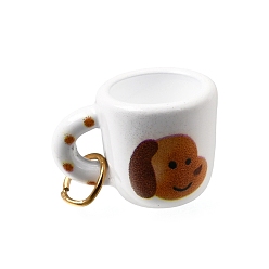 SillínMarrón Colgantes de acero inoxidable impresos 304, taza con adornos en forma de perro, dorado, saddle brown, 12.5x17x12 mm, agujero: 4.5 mm