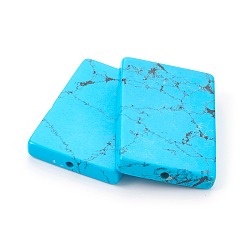 Synthetic Turquoise Synthetic Turquoise Beads, Rectangle, 36x25~25.5x5~5.5mm, Hole: 2mm