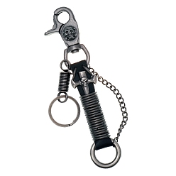 Black Men's Punk Pant Keychain,  Cowhide Keychain, with Alloy Clasp, Skull, Black, 15.5cm