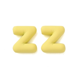 Letter Z Акриловые подвески краскораспылительные, прорезиненный стиль, желтые, Письмо Z, 17x15x6 мм, отверстие : 1.5 мм