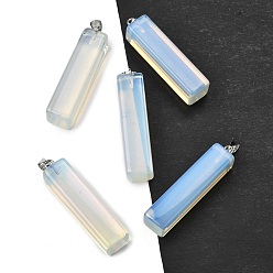 Опал Opalite большие подвески, прямоугольные подвески 304 с защелками из нержавеющей стали, цвет нержавеющей стали, 52~53.5x12~13x12~13 мм, отверстие : 4.8x6.8 мм