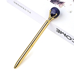 Синий Драгоценный Камень Синтетическая шариковая ручка с синим золотым камнем, шариковая ручка из нержавеющей стали, офисные школьные принадлежности, 150 мм
