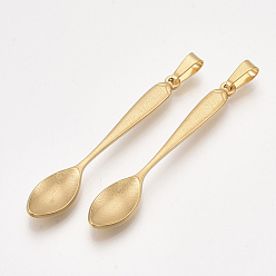 Золотой 304 из нержавеющей стали большие кулоны, форма ложки, золотые, 52.5x9.5x4 мм, отверстие : 7.5x4 мм