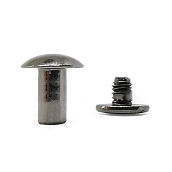 Черный Цвет Металла Латунная заклепка, с железными винтами, для кошелька сумочка обувь кожаный ремень для одежды, металлический черный , 12x11 мм, 6.5x9 мм