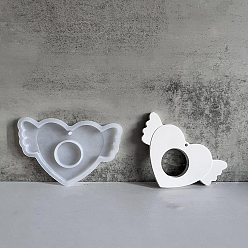 Белый Тема дня святого валентина diy кулон силиконовые формы, формы для литья смолы, для уф-смолы, изготовление изделий из эпоксидной смолы, сердце, белые, 73x111x7.5 мм, отверстие : 2.6 мм, внутренний диаметр: 30 мм