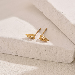 Wing Серьги шпилька нержавеющая сталь, золотые, крыло, 6.8 мм