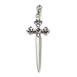 Античное Серебро 316 хирургическая нержавеющая сталь с подвесками из кубического циркония, крест прелести, античное серебро, 48.5x19.5x4 мм, отверстие : 6x4 мм