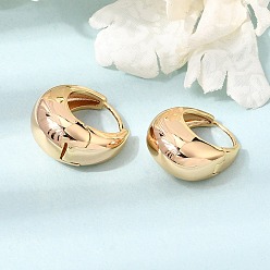 Real 18K Gold Plated Brass Hoop Earrings for Women, Round, Real 18K Gold Plated, 19x10x19.5mm