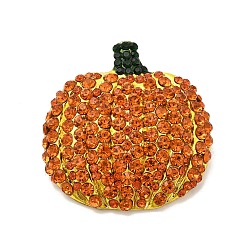 Топаз Значки со стразами из сплава на лацкан рюкзака на Хэллоуин, тыква, топаз, 43x42 мм