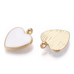 Белый Подвески из сплава , с эмалью, без кадмия и без свинца, золотой свет, сердце, белые, 17.5x16x3.5 мм, отверстие : 1.8 мм