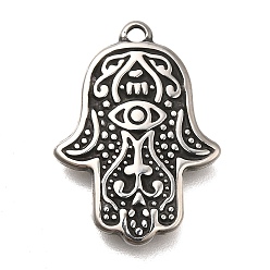 Античное Серебро 304 подвески из нержавеющей стали, оберег на руку хамса, античное серебро, 23x16.5x2 мм, отверстие : 1.8 мм