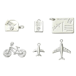 Платина 6 шт. 6 стили латунные микропаве прозрачные кубические циркониевые подвески, без кадмия и без свинца, долговечный, стойки покрытие, с целью перехода в кольце, разнообразные, платина, 11~18.5x7.5~20x2~6 мм, отверстие : 1~3.5 мм