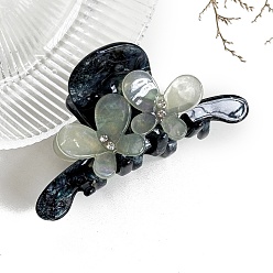 Серый Заколки для волос из ацетата целлюлозы и железных когтей, стиль со стразами для женщин и девочек, бабочка, серые, 80 мм