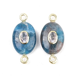 Апатит Природные апатитовые звенья, овальный с латунной микропаве и фурнитурой из кубического циркония, золотые, стойки покрытие, 28x13x7~8 мм, отверстие : 2 мм