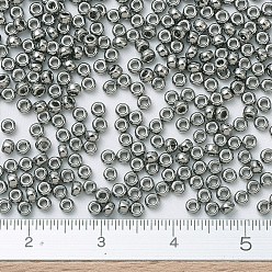 (RR190) Nickel Plated MIYUKI Round Rocailles Beads, Japanese Seed Beads, 11/0, Metallic Colours, (RR190) Nickel Plated, 2x1.3mm, Hole: 0.8mm, about 50000pcs/pound