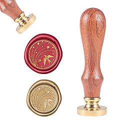 Золотой DIY альбом, латунные сургучные печати и деревянные ручки, птица, золотые, 8.9x2.5 см, штампы: 25x14.5 мм