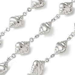 Нержавеющая Сталь Цвет 304 цепи из нержавеющей стали с конч-звеньями, пайки, с катушкой, цвет нержавеющей стали, 18x10x5.5 мм, о 5 м / рулон.