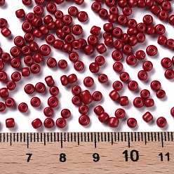 Dark Red Baking Paint Glass Seed Beads, Dark Red, 8/0, 3mm, Hole: 1mm, about 10000pcs/bag