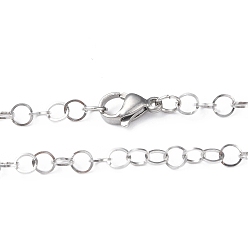 Couleur Acier Inoxydable 201 collier de chaîne rolo en acier inoxydable pour hommes femmes, couleur inox, 18.90 pouce (48 cm)