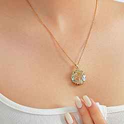 Белый Элегантные полые ожерелья из латуни и стекла с подвесками в виде деревьев, золотые, белые, 15.75 дюйм (40 см)