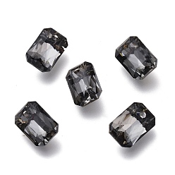 Silver Night Shade Стеклянные стразы подвески, с покрытием на задной стороне, граненые, восьмиугольник прямоугольник, серебряный ночной оттенок, 9x6x3 мм, отверстие : 1 мм