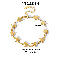 Морская звезда 304 браслеты из нержавеющей стали ссылка для женщин, реальный 18 k позолоченный, морская звезда, 6-1/4 дюйм (16 см)