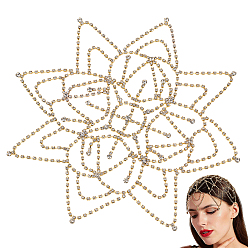 Золотой 1поликарбонатный сетчатый головной убор со стразами, Железная цепочка на голову, свадебные аксессуары для волос для женщин и девочек, с заколкой для волос 2 шт., золотые, 250x170x4.5 мм