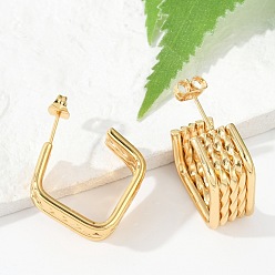 Золотой 201 из нержавеющей стали серьги, с 304 штифтов из нержавеющей стали, вакуумное покрытие pvd, U-образный, золотые, 22.5x9.5 мм