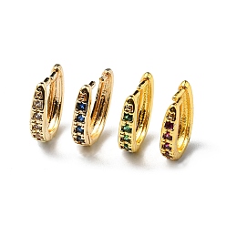 Mixed Color Rack Plating Brass Pave Cubic Zirconia Snap on Bails, Cadmium Free & Lead Free, Real 14K Gold Plated, Mixed Color, 11.5x9.5x2.5mm, Pin: 0.9mm