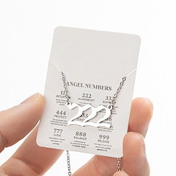 Number 201 Женские подвески в виде ангельских чисел из нержавеющей стали, цвет нержавеющей стали, число 222, 17.72 дюйм (45 см)