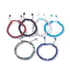 Смешанные камни Регулируемые нейлоновые шнур плетеный браслеты из бисера, с натуральными и синтетическими бусинами из смешанного камня, 2-1/4 дюйм ~ 2-7/8 дюйм (5.8~7.2 см)