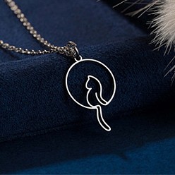 Cat Shape 304 подвески из нержавеющей стали с лазерной резкой, цвет нержавеющей стали, не тускнеет, форма кошки, 15.75 дюйм (40 см), Кулон : 20x12 мм