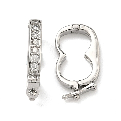 Платина Овальные латунные микропаве прозрачные кубические циркониевые застежки-твистеры, долговечный, без кадмия и без свинца, стойки покрытие, платина, 18.5x11x3 мм, внутренний диаметр: 11.5x7.5 мм