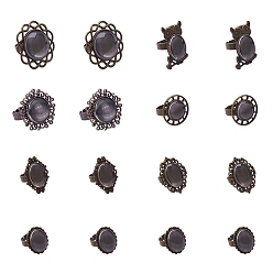 Antique Bronze DIY Ring Making, with Adjustable Iron Finger Ring Components, Alloy Bezel Settings and Transparent Glass Cabochons, Antique Bronze