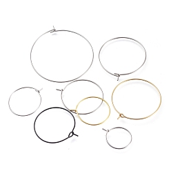 Mixed Color Surgical Stainless Steel Wine Glass Charms Rings, Hoop Earring Findings, Mixed Style, Mixed Color, 19~44x15~40x0.8mm