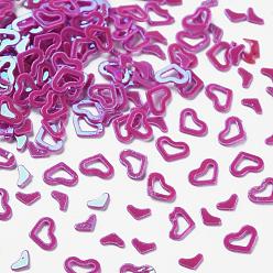 Magenta Shining Nail Art Glitter, Manicure Sequins, DIY Sparkly Paillette Tips Nail, Heart, Magenta, 2.5~4x1.5~3x0.3mm