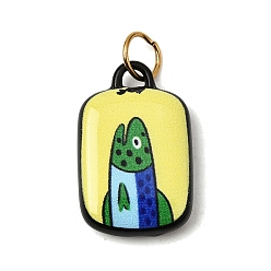 Fish Печать 304 подвески из нержавеющей стали, золотые, желтые, прямоугольник с подвеской в виде рыбы, 21.4x14x4.6 мм, Перейти кольцо: 6x0.7 мм, внутренний диаметр: 4.5 мм